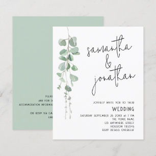 Budget Eukalyptus Informelle Hochzeitseinladung