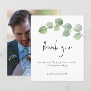 Budget Eukalyptus Leaf Script Foto Vielen Dank