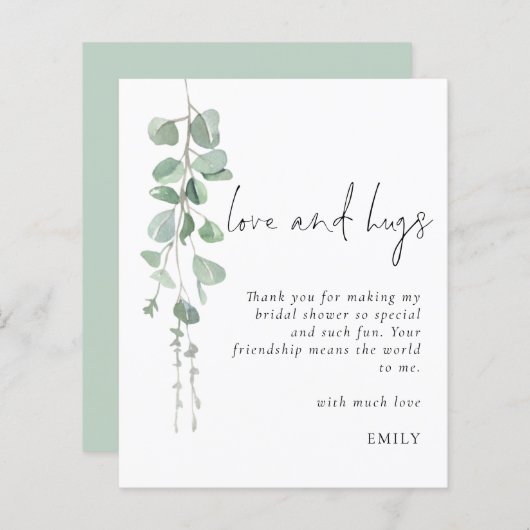 Budget Eukalyptus Liebe Hugs Brautparty Dank (Vorne/Hinten)