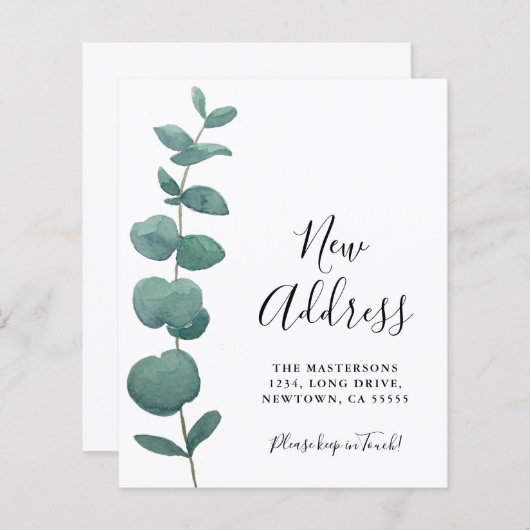 Budget Eukalyptus Moving Announcement Card (Vorne/Hinten)