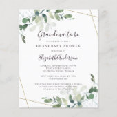 Budget Eukalyptus Oma zu sein Baby Dusche Einladun (Vorderseite)