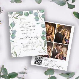 Budget Eukalyptus QR CODE Foto Hochzeit Einladung