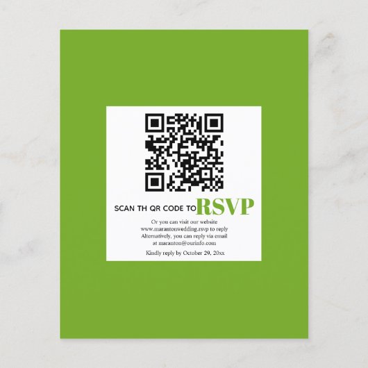 BUDGET Eukalyptus QR-Code grüne Hochzeitseinladung (Rückseite)