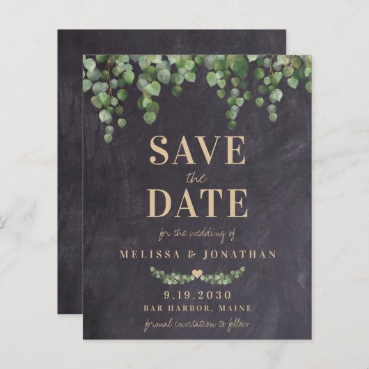 Budget Eukalyptus Rustic Wedding Save the Date (Vorne/Hinten)