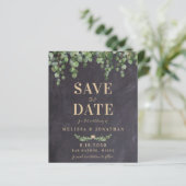 Budget Eukalyptus Rustic Wedding Save the Date (Stehend Vorderseite)