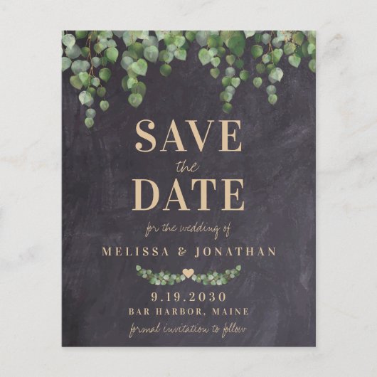 Budget Eukalyptus Rustic Wedding Save the Date (Vorderseite)