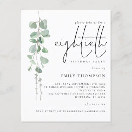 Budget Eukalyptus Script 80. Geburtstagseinladung