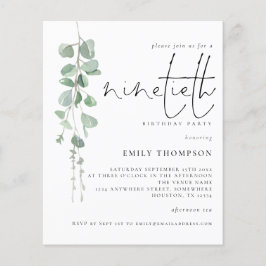Budget Eukalyptus Script 90. Geburtstag Einladung