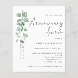 Budget Eukalyptus Script Anniversary Dinner Einlad