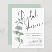 Budget Eukalyptus Script Bridal Dusche Einladung (Vorne/Hinten)