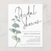 Budget Eukalyptus Script Bridal Dusche Einladung (Vorderseite)