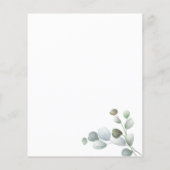 Budget Eukalyptus Script Bridal Dusche Einladung (Rückseite)