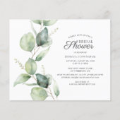 Budget Eukalyptus Script Bridal Dusche Einladung (Vorderseite)