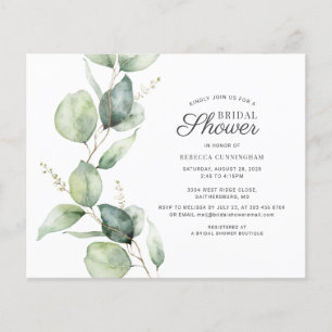 Budget Eukalyptus Script Bridal Dusche Einladung