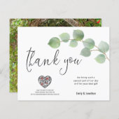 Budget Eukalyptus Script Foto QR Code Vielen Dank (Vorne/Hinten)