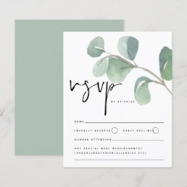 Budget Eukalyptus Script Wedding RSVP Enclosure