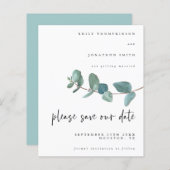 Budget Eukalyptus Script Wedding Save the Date (Vorne/Hinten)