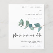 Budget Eukalyptus Script Wedding Save the Date (Vorderseite)