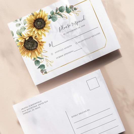 Budget Eukalyptus Sunflower Enclosure RSVP Card