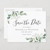 Budget Eukalyptus Wedding Save the Date Postcard (Vorne/Hinten)