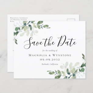 Budget Eukalyptus Wedding Save the Date Postcard