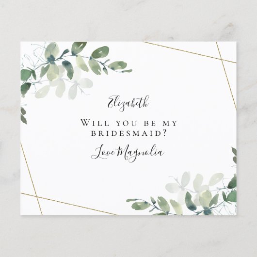 BUDGET Eukalyptus Werden Sie meine Bridesmaid? Kar (Rückseite)