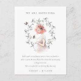 Budget Expectant Women Foliage Baby Ankündigung Postkarte