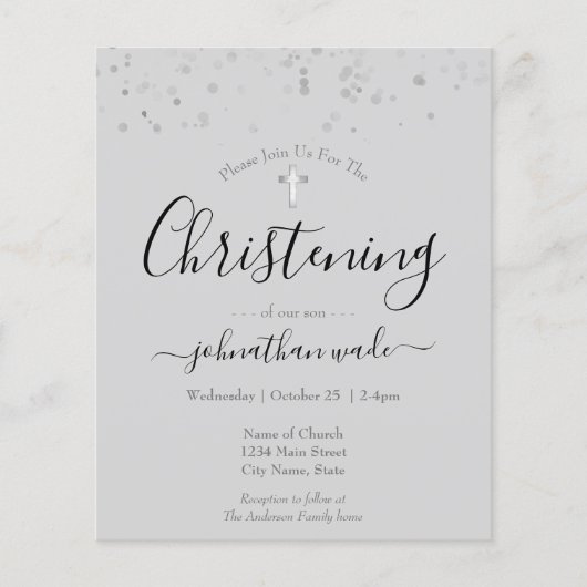 Budget Extravagant Script Christening Flyer (Vorne)