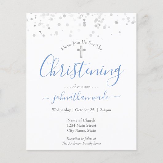 Budget Extravagant Script Christening Flyer (Vorne)