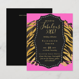 BUDGET Fabulous 50. Geburtstag Glam Chick Inviteni