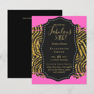 BUDGET Fabulous 50. Geburtstag Glam Chick Inviteni