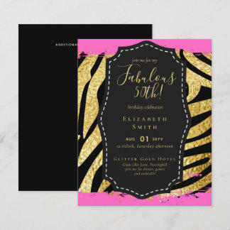 BUDGET Fabulous 50. Geburtstag Glam Chick Inviteni