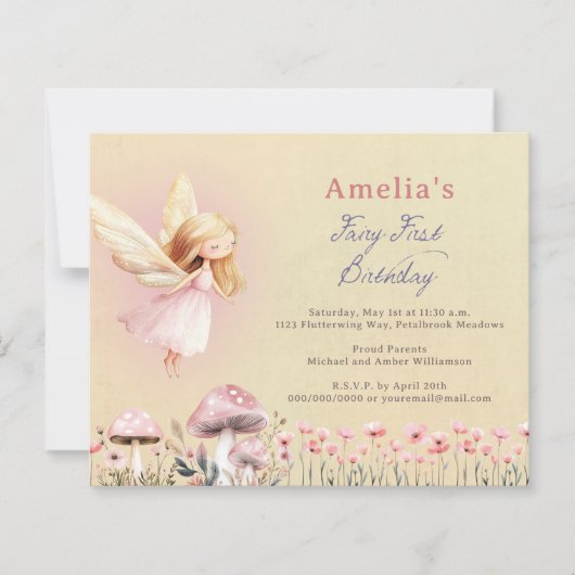 Budget Fairy First Theme Girl's 1st Birthday Party (Vorderseite)