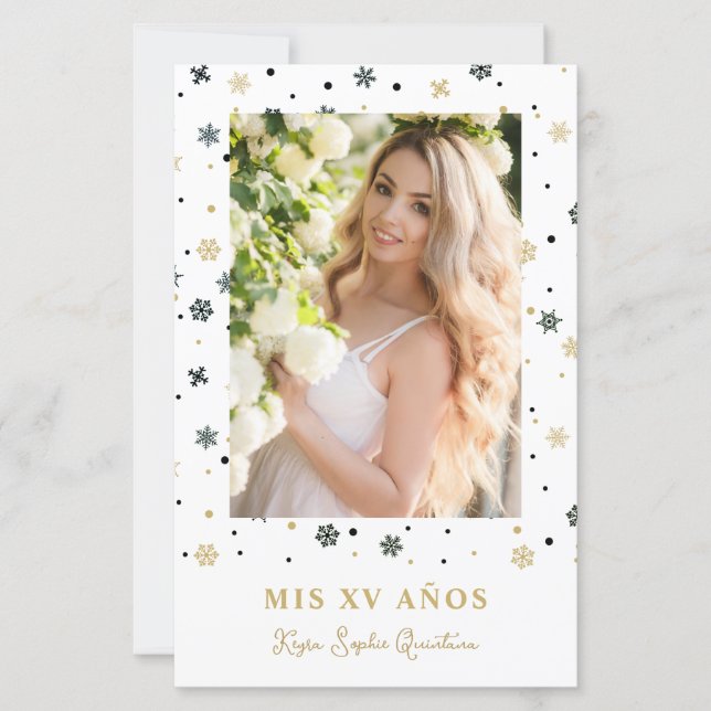 Budget Fake Golden Snowflake Quinceañera Spanish (Vorderseite)