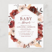 Budget Fall Baby Dusche Burnt Orange Floral Flyer (Vorne)