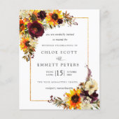 Budget Fall Blume Sonnenblumen Einladung (Vorderseite)