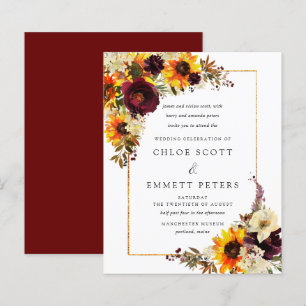 Budget Fall Blume Sonnenblumen Einladung