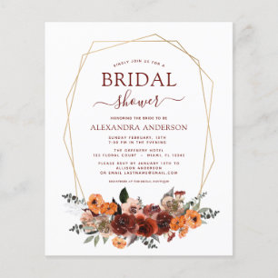 Budget Fall Brautparty Burgundy Floral Flyer