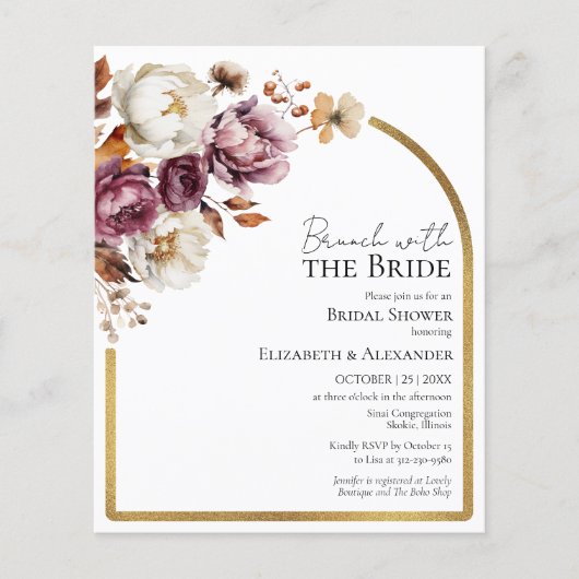 Budget Fall Brunch mit den Bride Einladungen (Vorderseite)