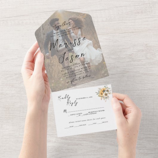 Budget Fall Custom Foto Hochzeit All In One Einladung (Abreißen)