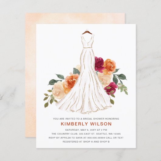 Budget Fall Floral Wedding Dress Brautparty (Vorne/Hinten)