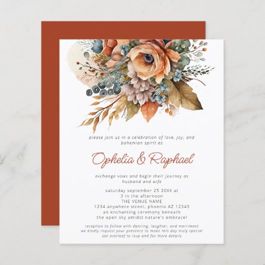 Budget Fall Florals Terracotta Boho Wedding (Vorne/Hinten)