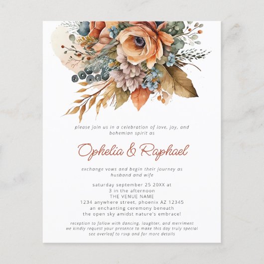 Budget Fall Florals Terracotta Boho Wedding (Vorderseite)