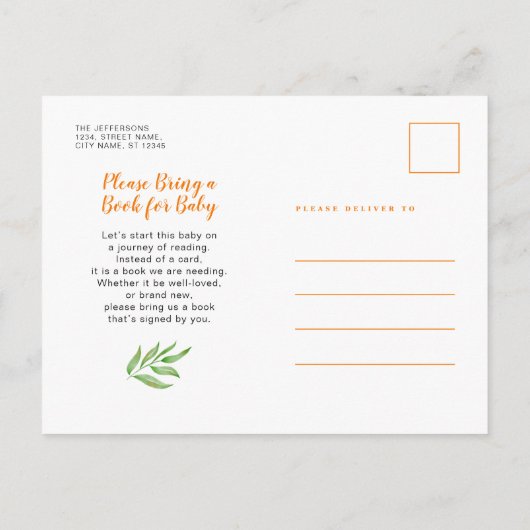 Budget Fall Foliage Niedlich Botanische Babydusche Einladungspostkarte (Rückseite)