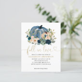 Budget Fall Liebe Blue Floral Pumpkin Brautparty (Stehend Vorderseite)