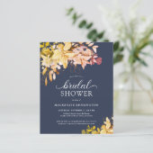 BUDGET Fall Navy Blue Gold Floral Brautparty (Stehend Vorderseite)