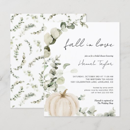 Budget Fall Pumpkin Bridal Dusche Einladung (Vorne/Hinten)
