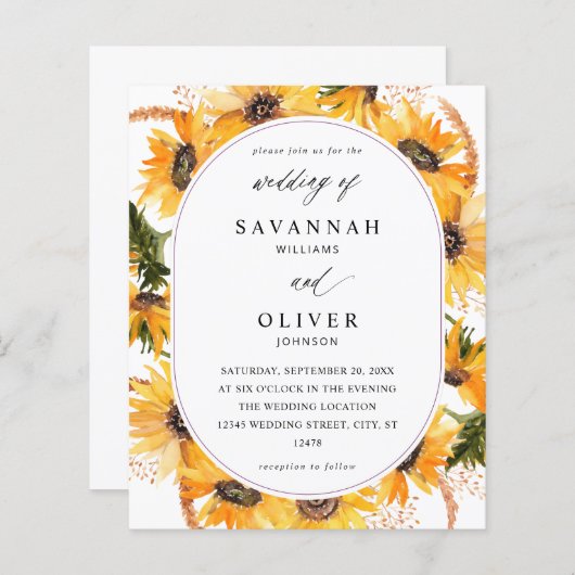 Budget Fall Sonnenblumen Hochzeit - Weiß (Vorne/Hinten)