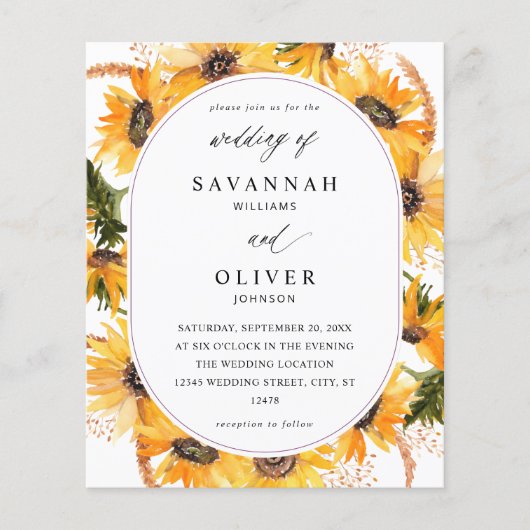 Budget Fall Sonnenblumenhochzeit Flyer (Vorne)