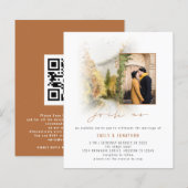 Budget Fall Trees Foto QR Wedding Terracotta (Vorne/Hinten)